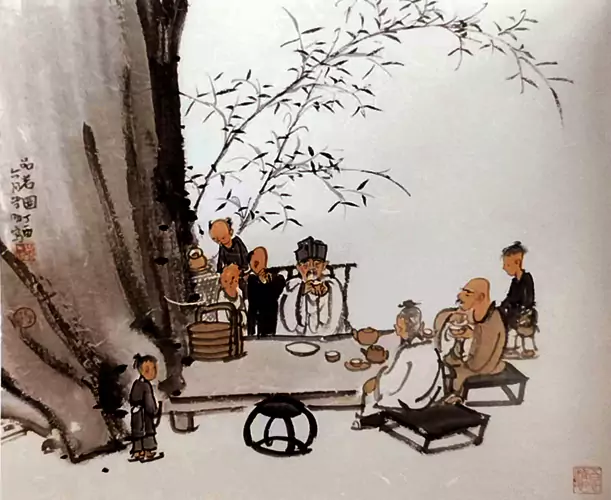 品茗图-茗即茶 是液体 这是正说 可这句话不能反说 反说就是是液体的即茶