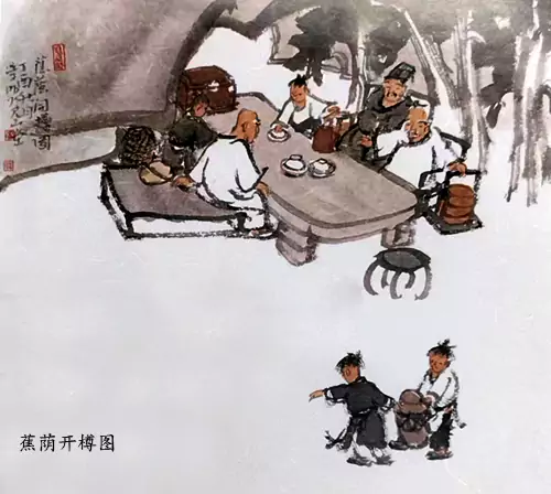 蕉荫开樽图-这是一个很有诗意很浪漫的场景 是开樽畅饮吗