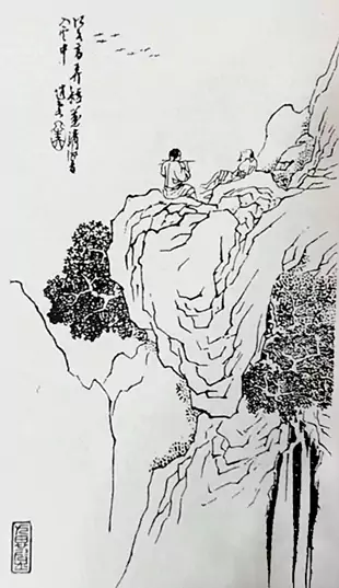 高山上的笛声-黑白钢笔画欣赏