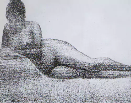 横卧的模特儿 约1888年 龚戴色粉笔 24x 32cm-素描欣赏
