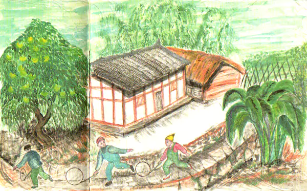 滚铁环 滚铁环是小娃儿爱玩的游戏-往事入画