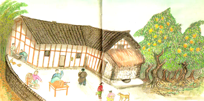 消失的农家常事 手碾碾米 纺棉花-往事入画