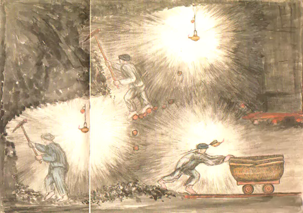 挖煤  五十年代初 在矿井下挖煤时-往事入画