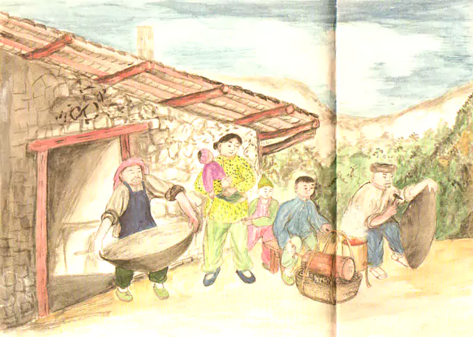 补锅  从前 我们在家随时都能听到补锅-往事入画