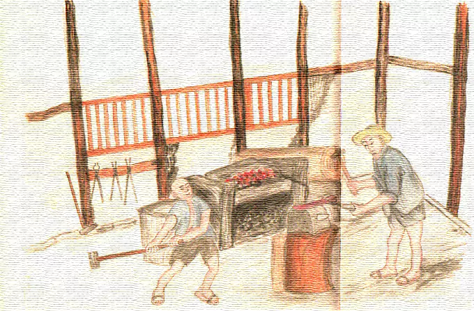 打铁  一割二补三打铁 铁匠要算七十二-往事入画