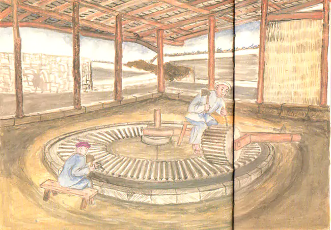 修石碾子  如果纸厂产的纸多 碾子的损耗就大-往事入画