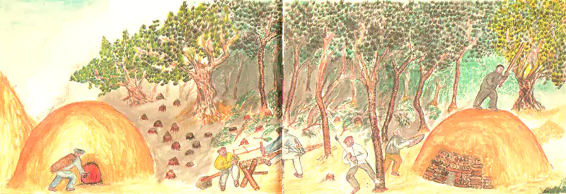 砍松树烧黑炭  距我家南面两里路有座松树山-往事入画