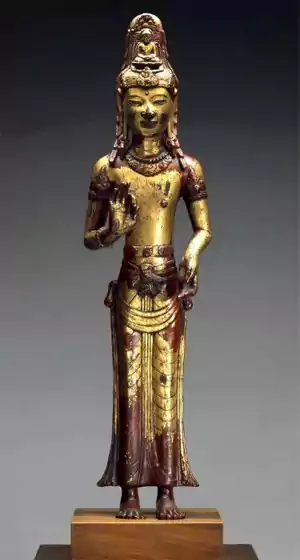 男身女相 细腰纤足 -鎏金阿嵯耶观音立像-国宝文物