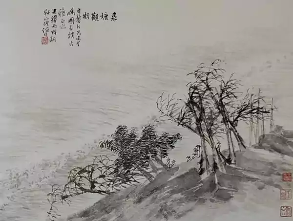 泉塘观潮图 任伯年幼时 曾生活在萧山瓜沥任家楼