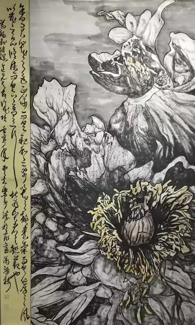 这是寄语洛城花为传河州情一一牡丹文化书画交流展的另一幅画