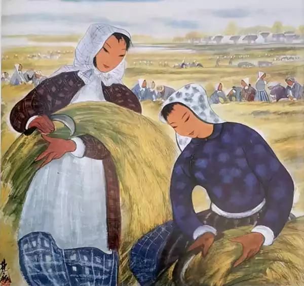 林风眠农妇收割68x67cm 纸本设色1958年上海美术家协会 紫熙写生(朱)