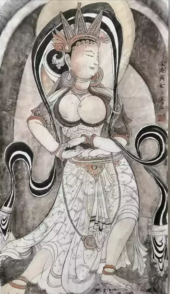 安乐孙宝敏-骞石国画其一金刚舞女二 骞石