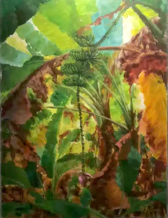 魅力海边山 防城港市艺术作品展 油画《芭蕉林》作者:黄勇军