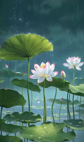 一剪梅・夏雨润清荷  作者 洛阳 宋佳  骤雨敲荷碎玉声 珠滚圆青