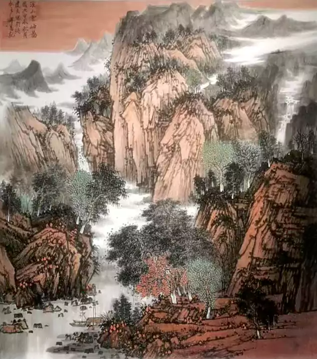 国画 《溪山云岫图》丹青铸史 和平颂歌画展作品