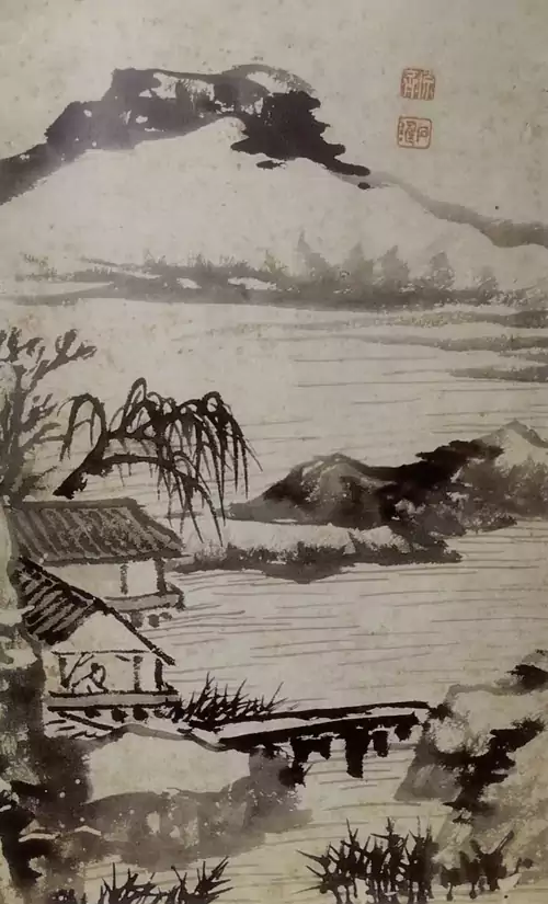 观石涛溪居图：墨泼昆仑云半裁 笔扫烟岚雨未开