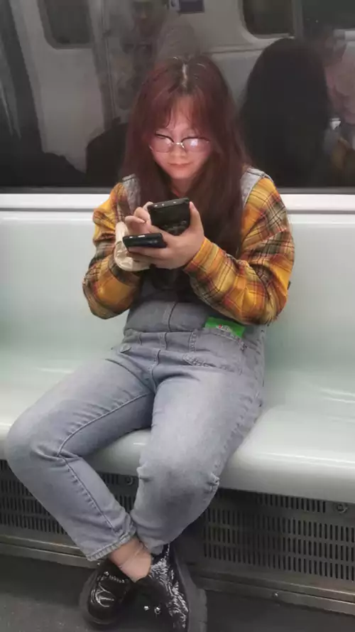 地铁偶见：地轨驰静夜 车厢坐影单 双机交掌里